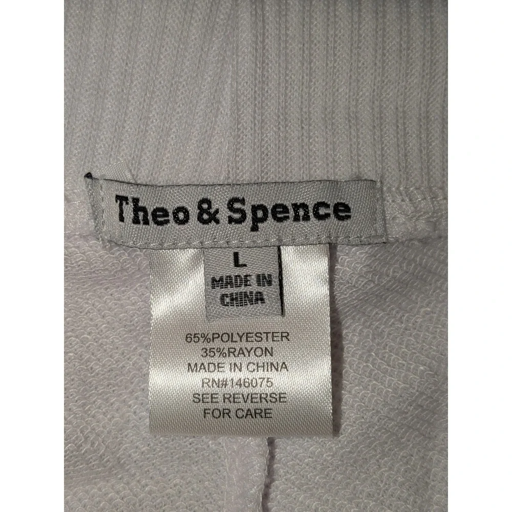 Theo & Spence White Lightning Bolt Print‎ Jogger Lounge Pants - L NWT $54